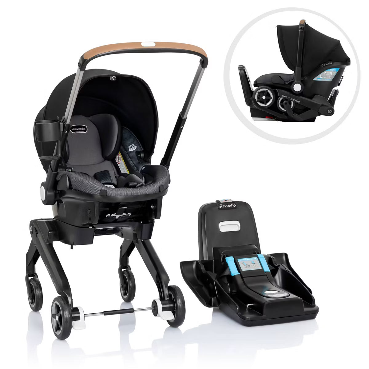Evenflo Shyft DualRide Travel System with Carryall Storage